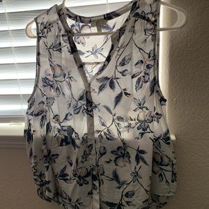 White blouse with non traditional pink and blue